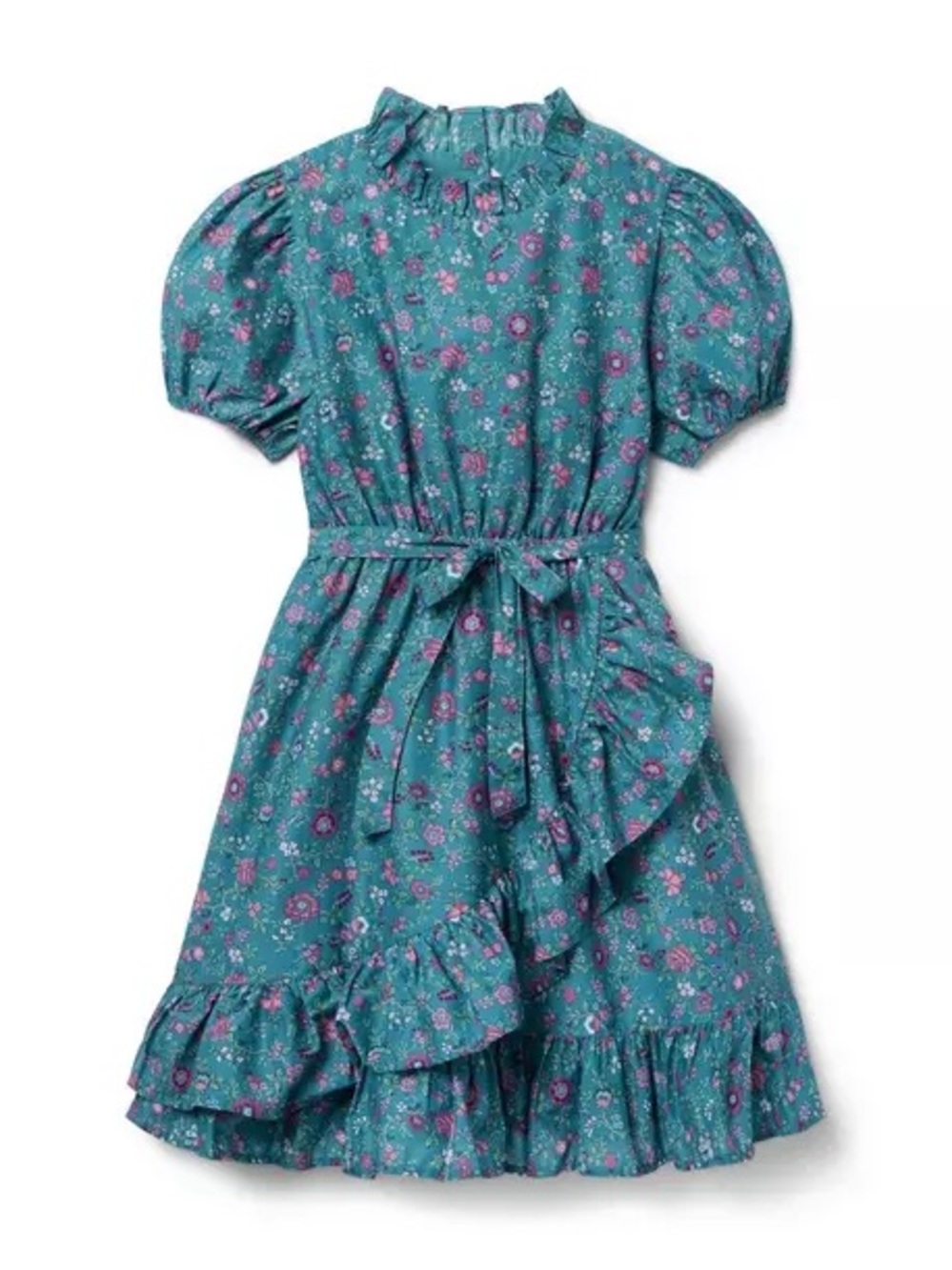 Janie And Jack Girls Dress Size 14 Indigo Ditsy Floral Wrap Dress